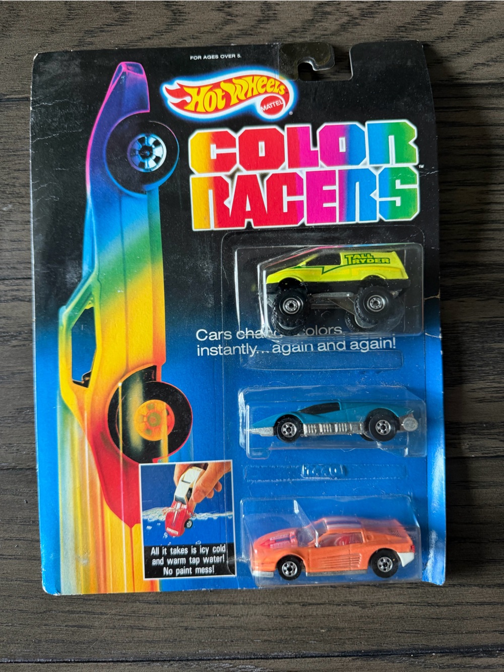 Vintage Hot Wheels Color Racers 3 Car Set TALL RYDER, SILVER BULLET, FERRARI